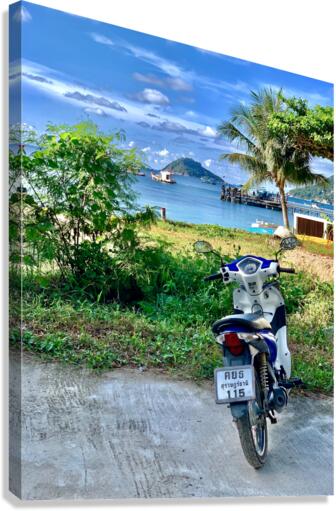 Koh Nang Yuan and Motorbike Canvas Print