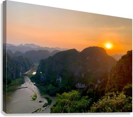 Dam Sen Hang Mua Viewpoint at Sunset  Canvas Print