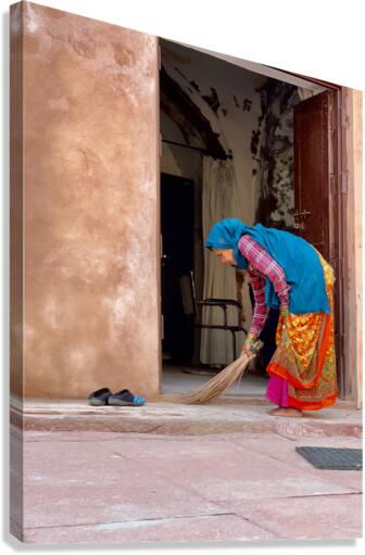 Lady Sweeping the Floor Canvas Print