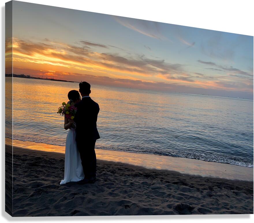 Newlyweds Sunset Beach Jeju South Korea 1 Canvas Print