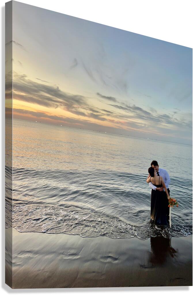 Newlyweds Sunset Beach Jeju South Korea 3 Canvas Print