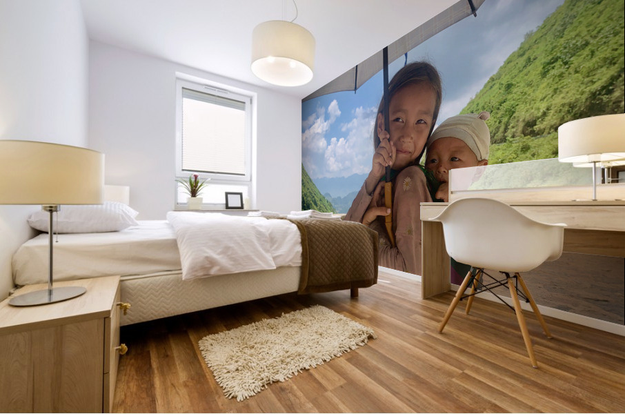 Umbrella Baby Girl Mural print