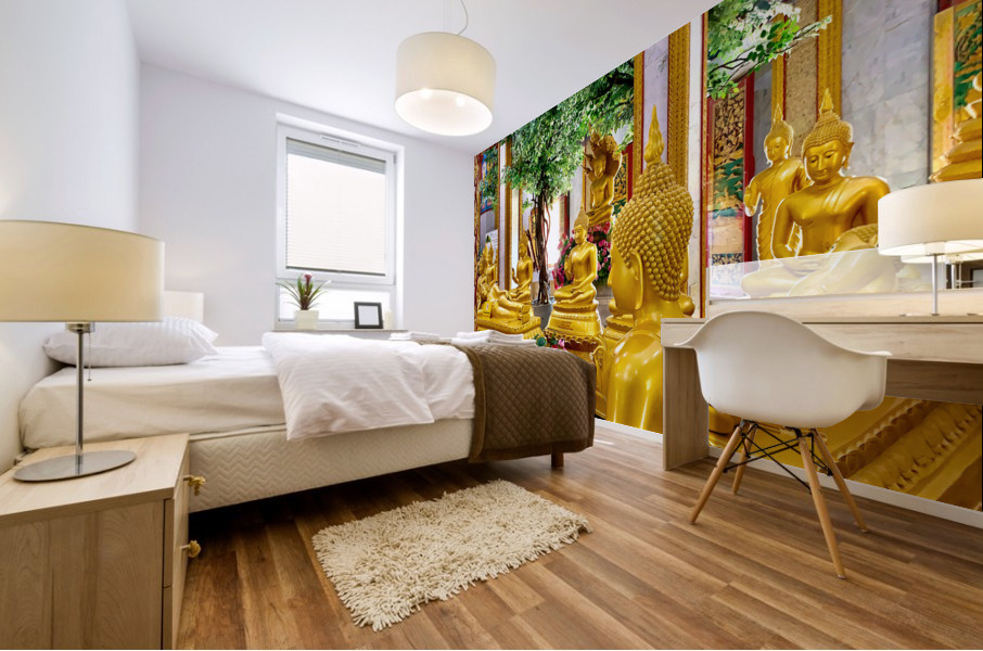 Golden Buddhas Mural print