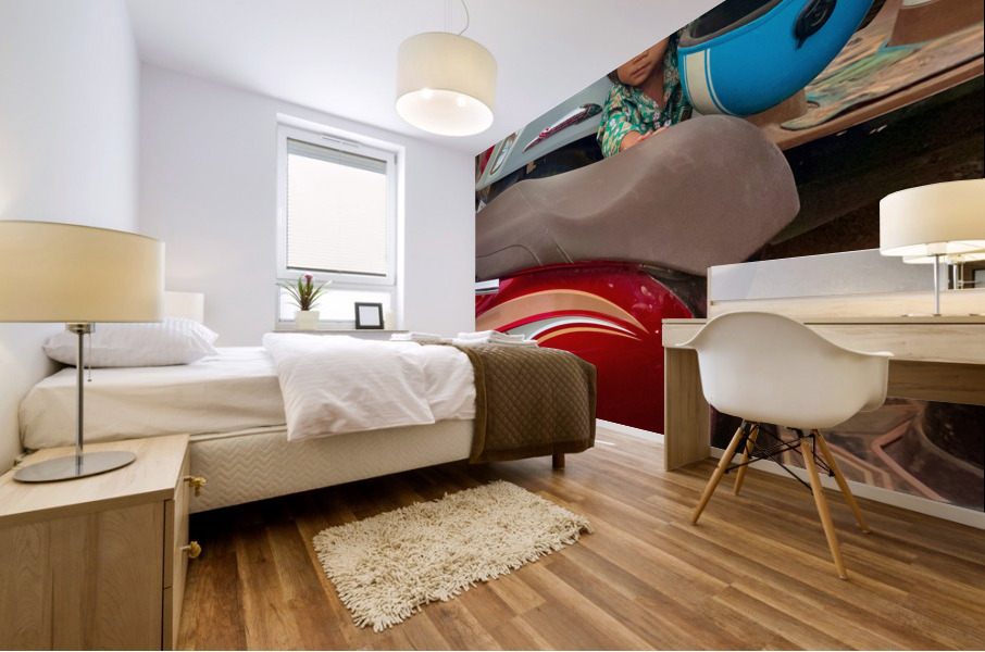 The Little Girl and the Motorbikes.  Mural print