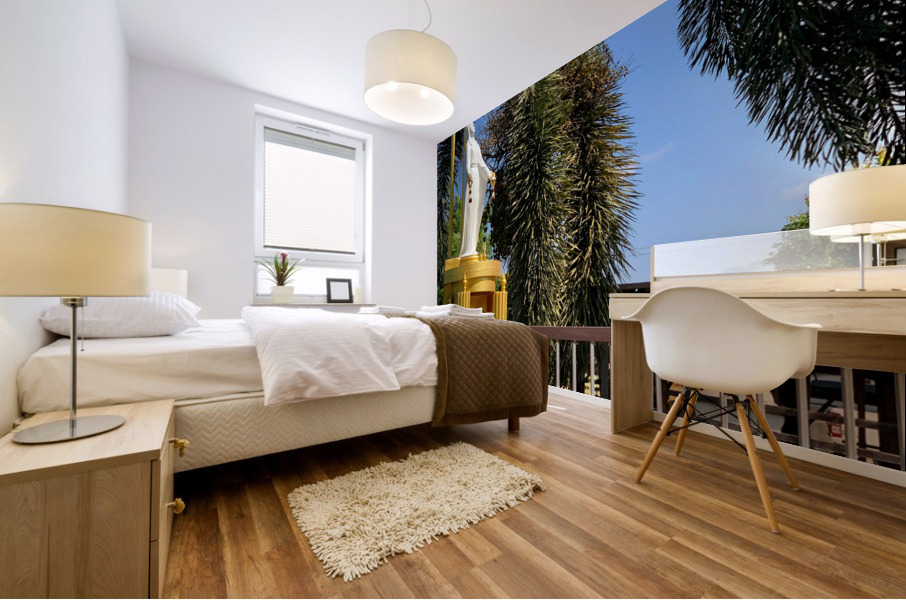 Mary’s Statue in front of the Cross Mural print