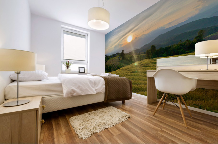 Sunset over the Rice Fields Mural print