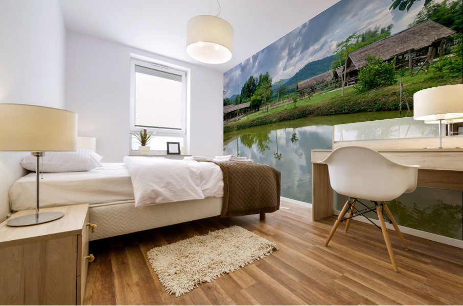 Farm Reflection on the Lake Mural print