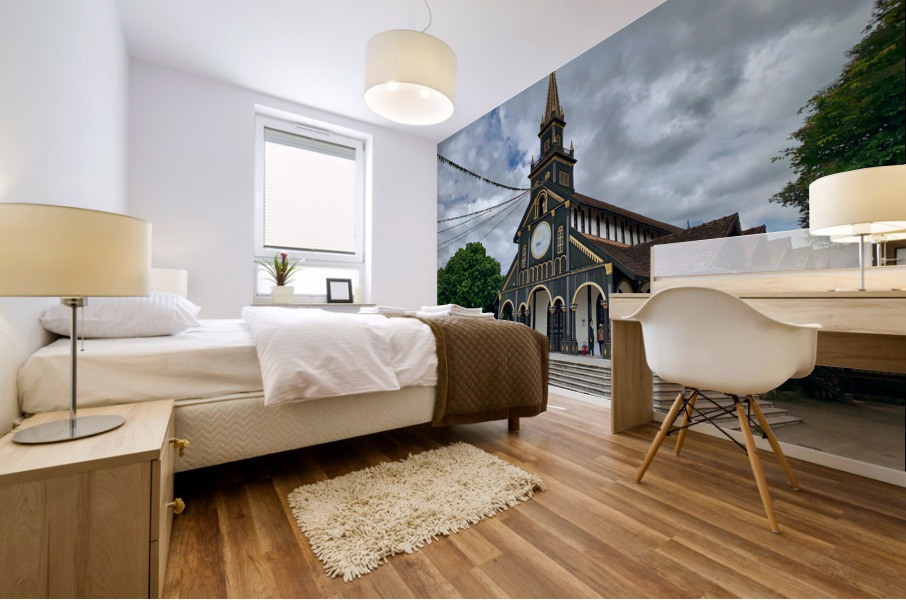 Saint Marys Black Wooden Cathedral of Kon Tum Mural print