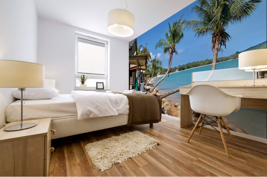 L Shaped Palm Trees Beach 2 Mural print