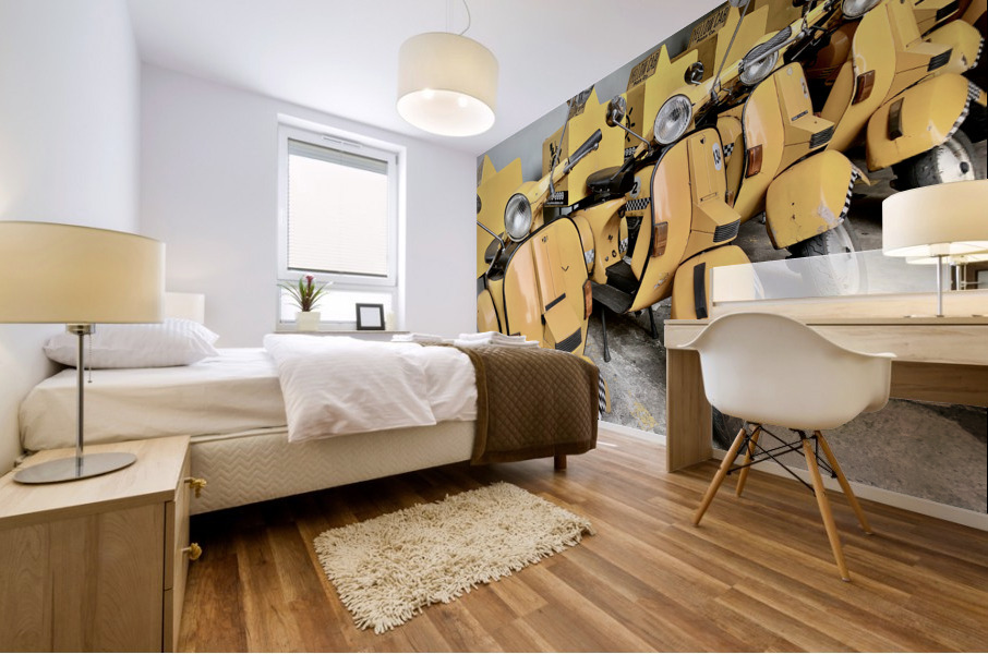 Yellow Motorbike Cabs Mural print