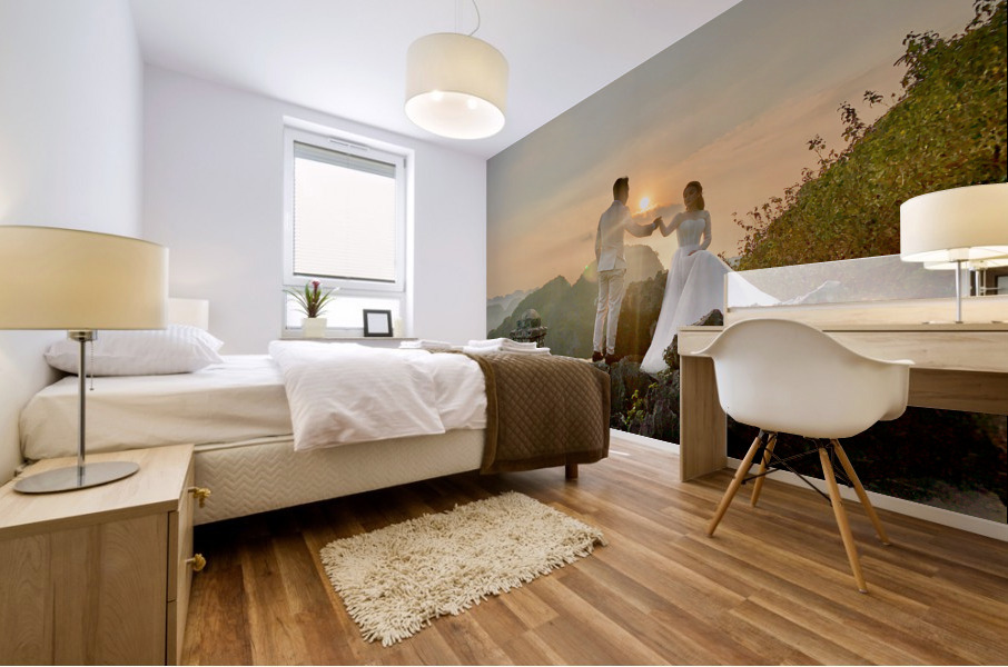 Beautiful Newlyweds at Hang Mua Cave Vietnam 2 Mural print