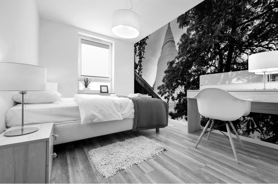 BW Monk  Stupa Mural print