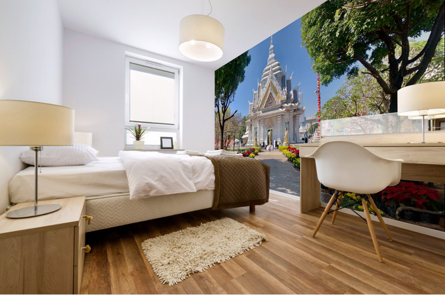 Little White Temple in Khon Kaen Thailand Mural print