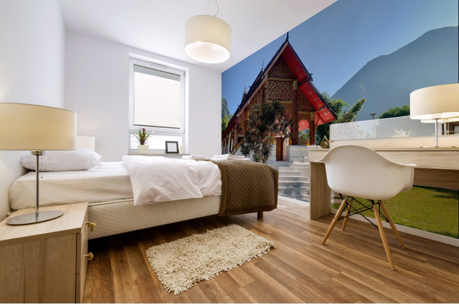 Beautiful Buddhist Temple in Muang Ngoy Laos Mural print