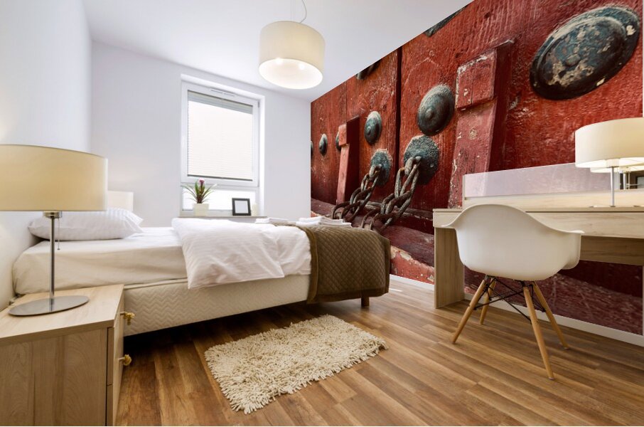 The Red Door Lock Seoul Korea Mural print