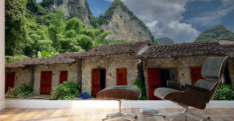 Stone Houses by the Mountain Wall Murals