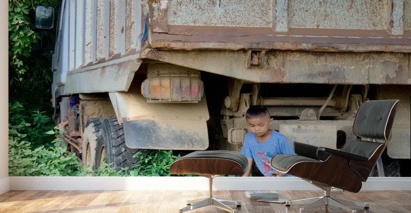 Playing with the Big Truck Wall Murals