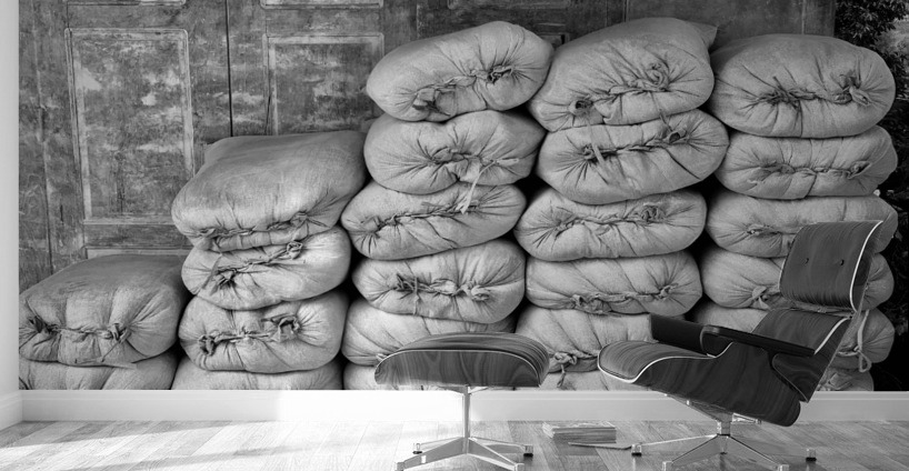 BW Bag Stacks Wall Murals