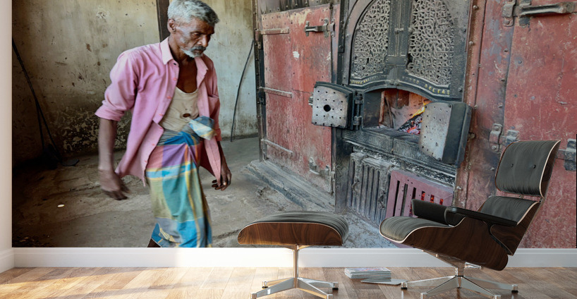 Man Fuelling Up the Fire Wall Murals