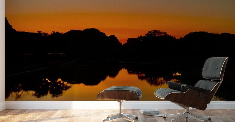 Orange Reflections over the Lake Wall Murals