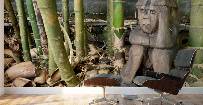 Thinking Wooden Sculpture Wall Murals