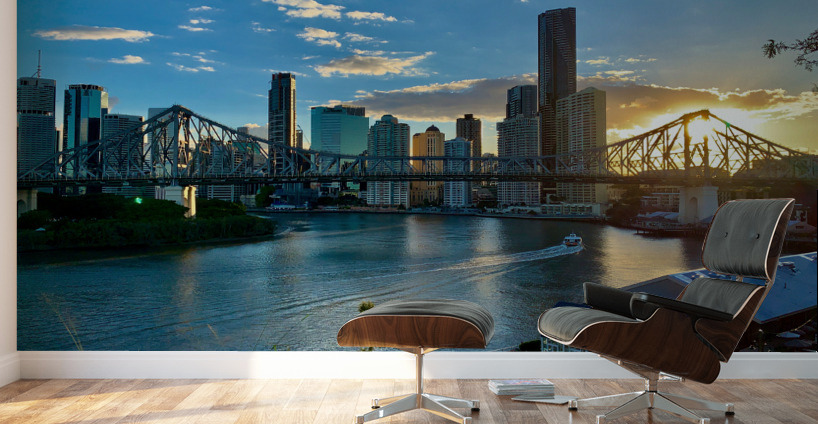 Brisbane Bridge at Sunset Wall Murals