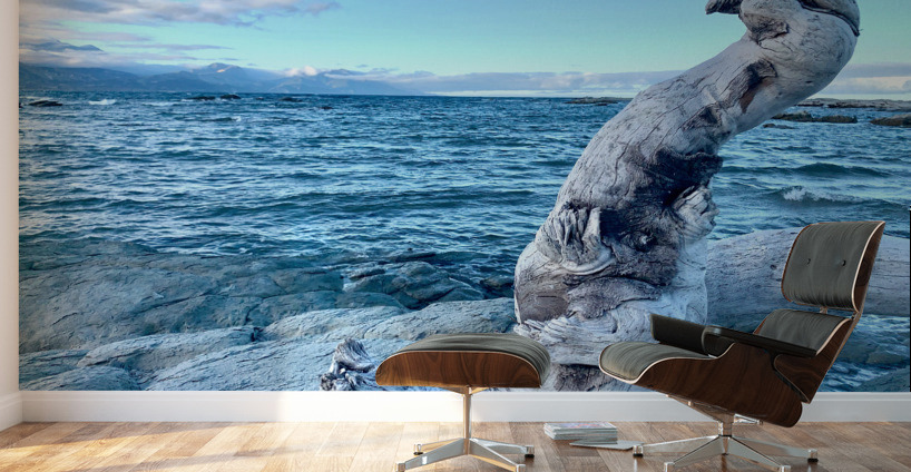 Bird Shaped Wood in Front of the Ocean Wall Murals