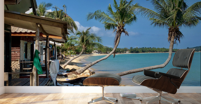 L Shaped Palm Trees Beach 2 Wall Murals