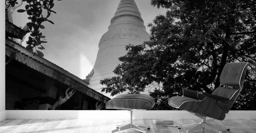 BW Monk  Stupa Wall Murals