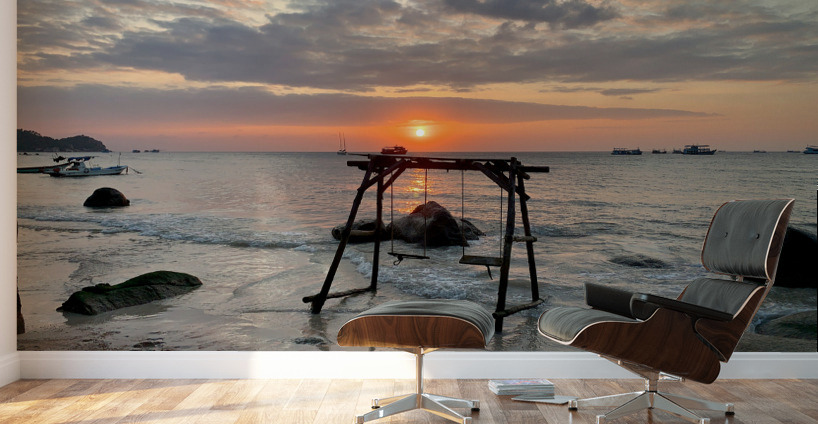 Sunset Swing on the Beach Wall Murals