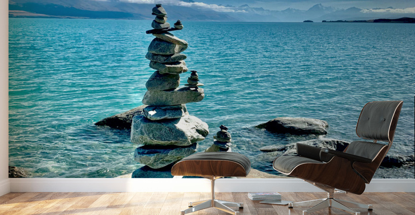 Rock Balancing in Front of the Lake Wall Murals