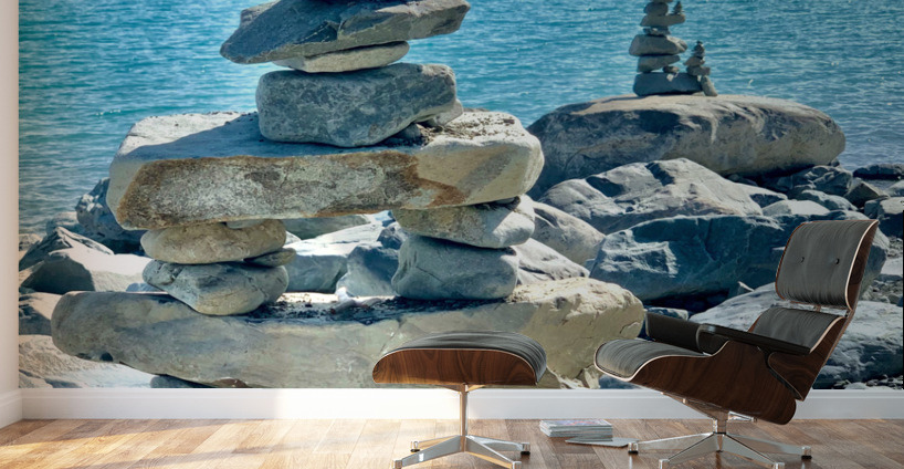 Inukshuk in Front of the Lake Wall Murals