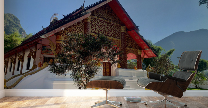Beautiful Buddhist Temple in Muang Ngoy Laos Wall Murals