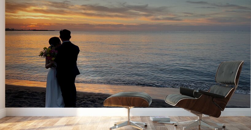 Newlyweds Sunset Beach Jeju South Korea 1 Wall Murals