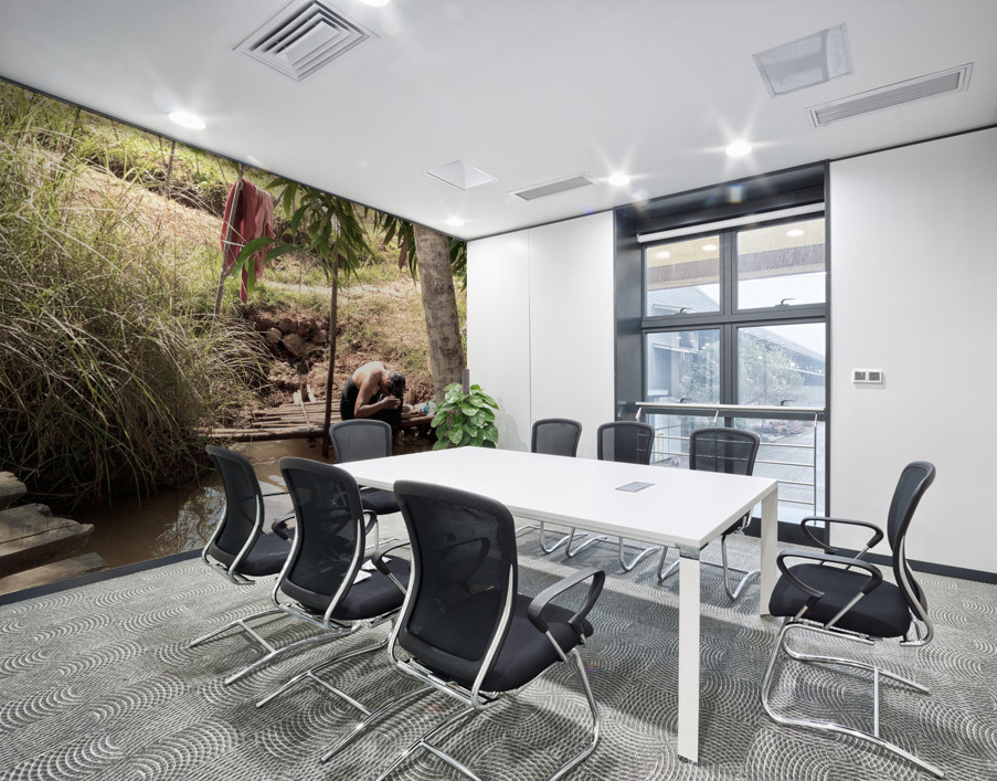 Lady Washing her Hair in the River Wall Printing