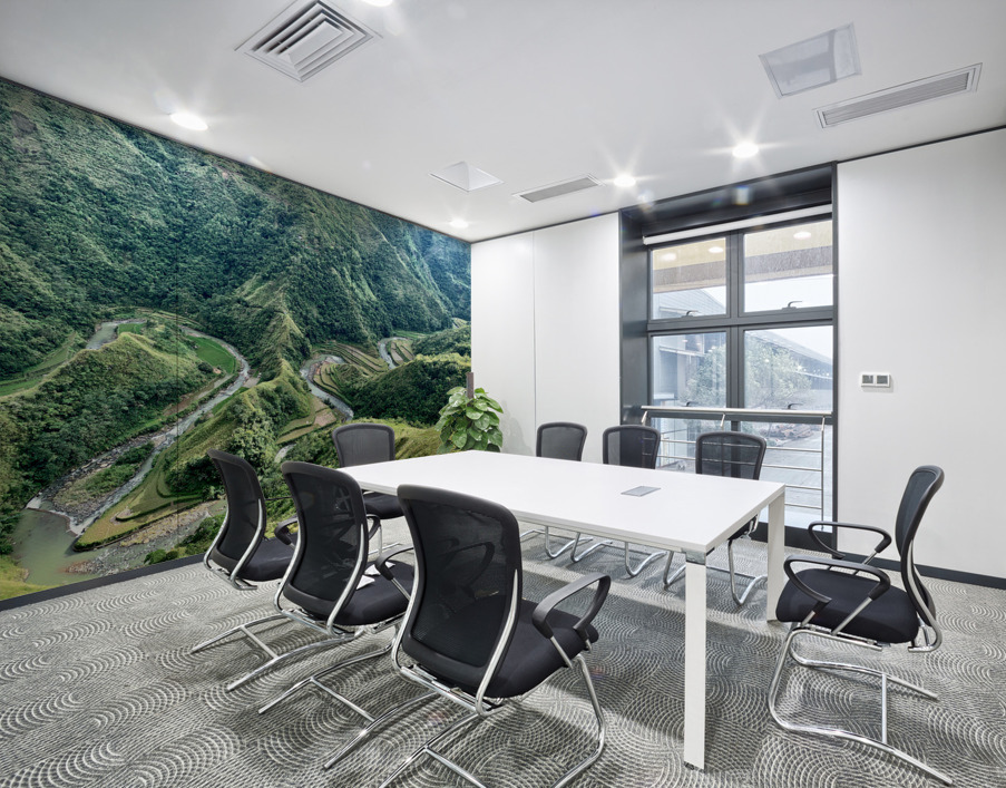 S-Shaped River Rice Valley Wall Printing