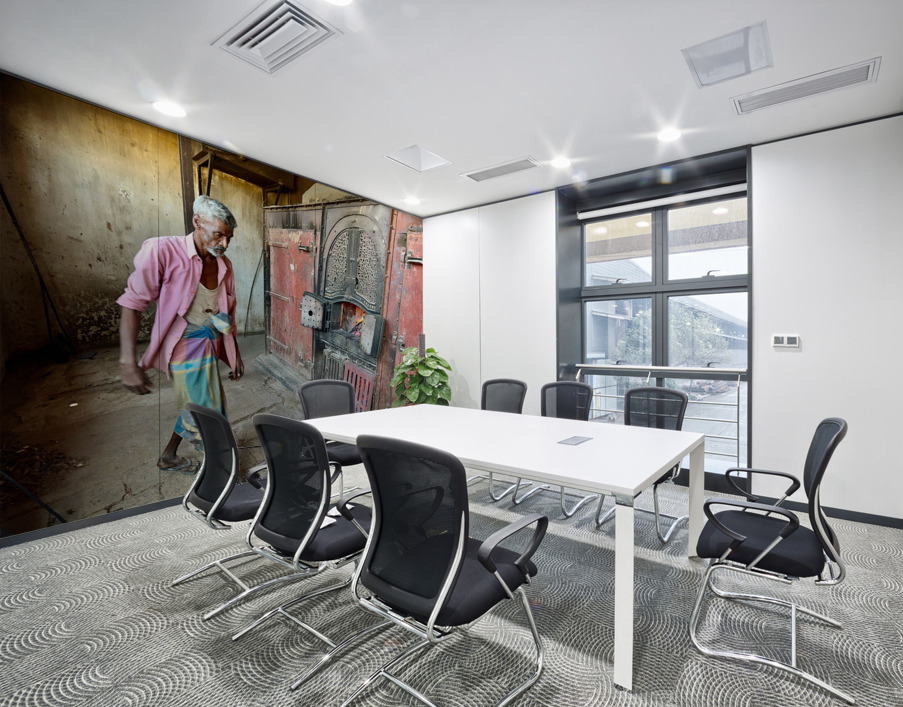 Man Fuelling Up the Fire Wall Printing