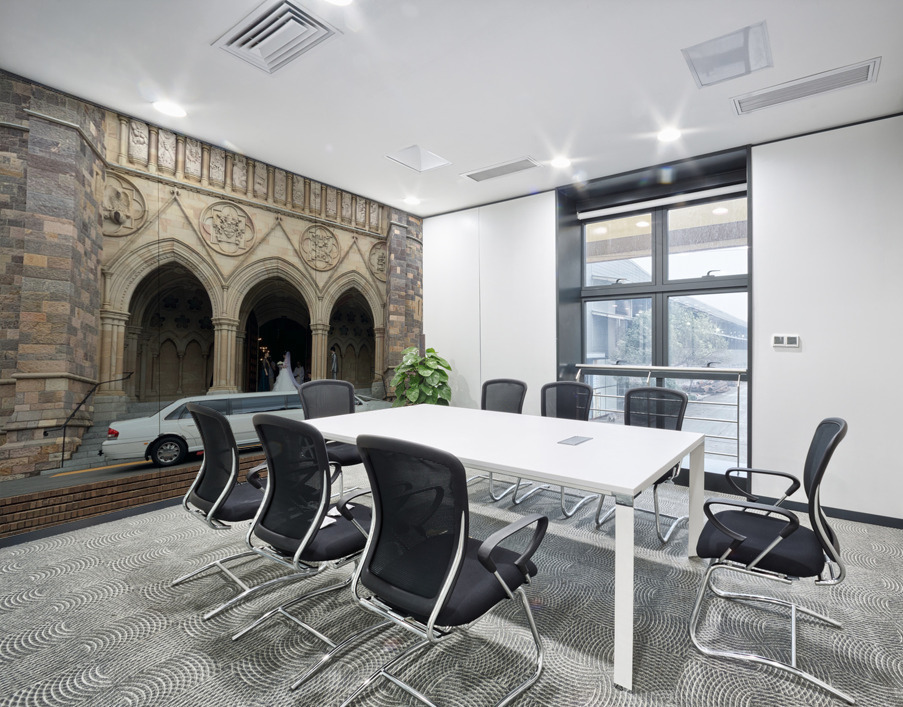 Limousine in Front of Church Wall Printing