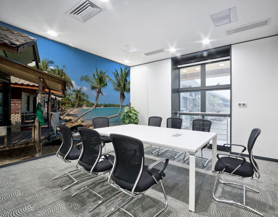 L Shaped Palm Trees Beach 2 Wall Printing