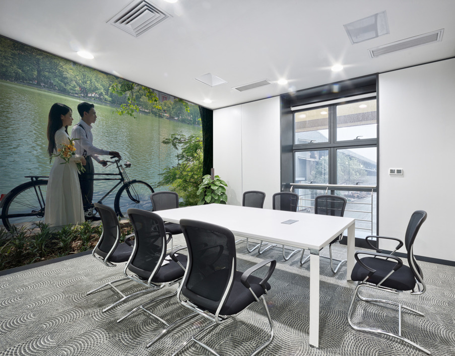 Newlyweds by the Lake with a Bicycle Wall Printing