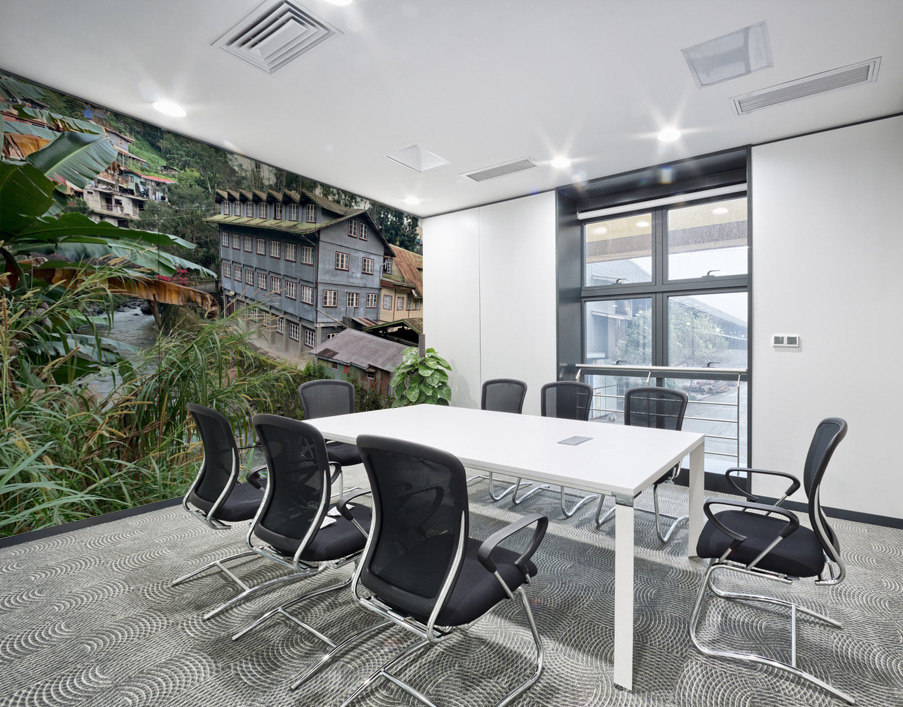 Blue House by the River 1 Wall Printing