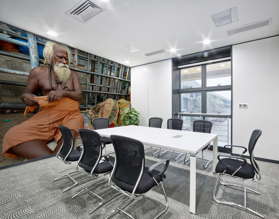 Man Sitting by the Temple Wall Printing