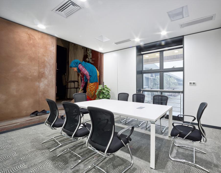 Lady Sweeping the Floor Wall Printing