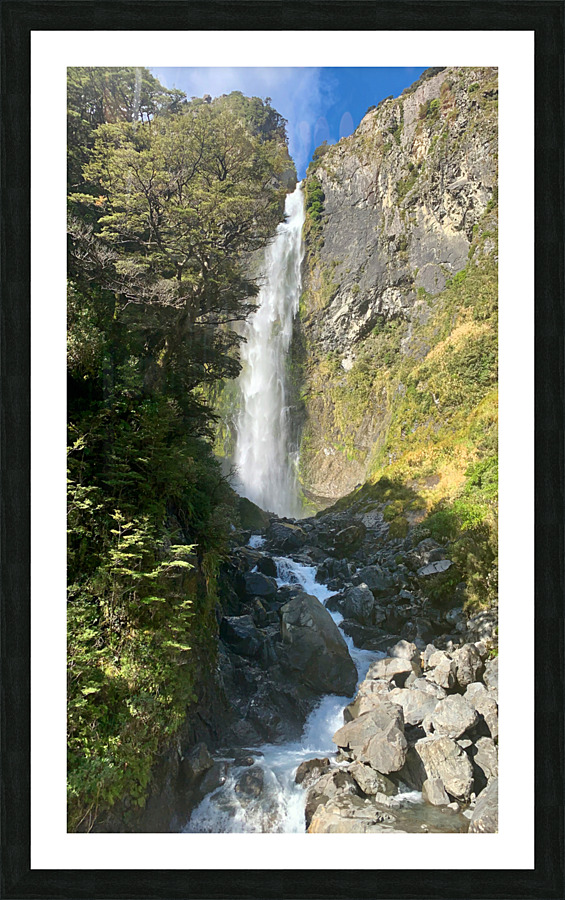 Arthur s Pass Waterfall New Zealand  Impression encadrée
