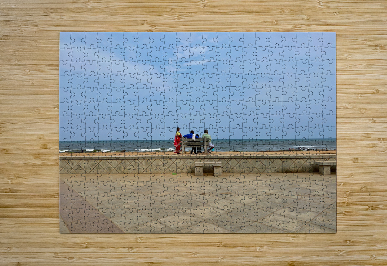 Family Bench at the Beach Jimmy Roy Photos Puzzle printing
