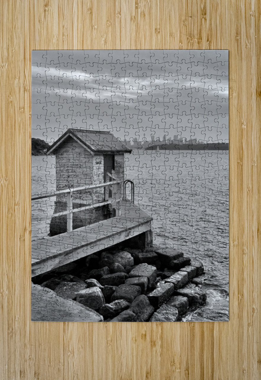 BW Shack on the Water Jimmy Roy Photos Puzzle printing