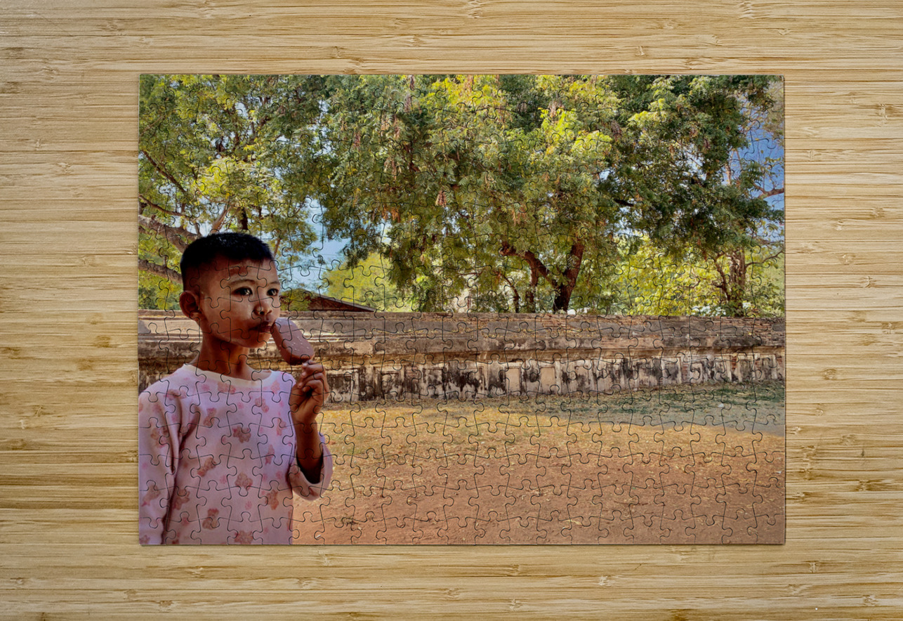 Myanmar Boy Eating a Frozen Candy Bar Jimmy Roy Photos Puzzle printing