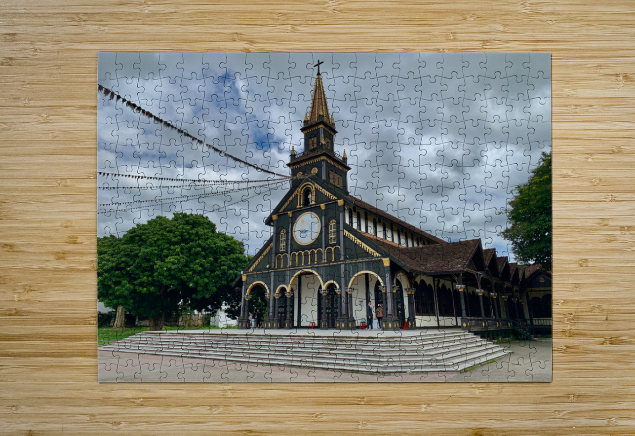 Saint Marys Black Wooden Cathedral of Kon Tum Jimmy Roy Photos Puzzle printing