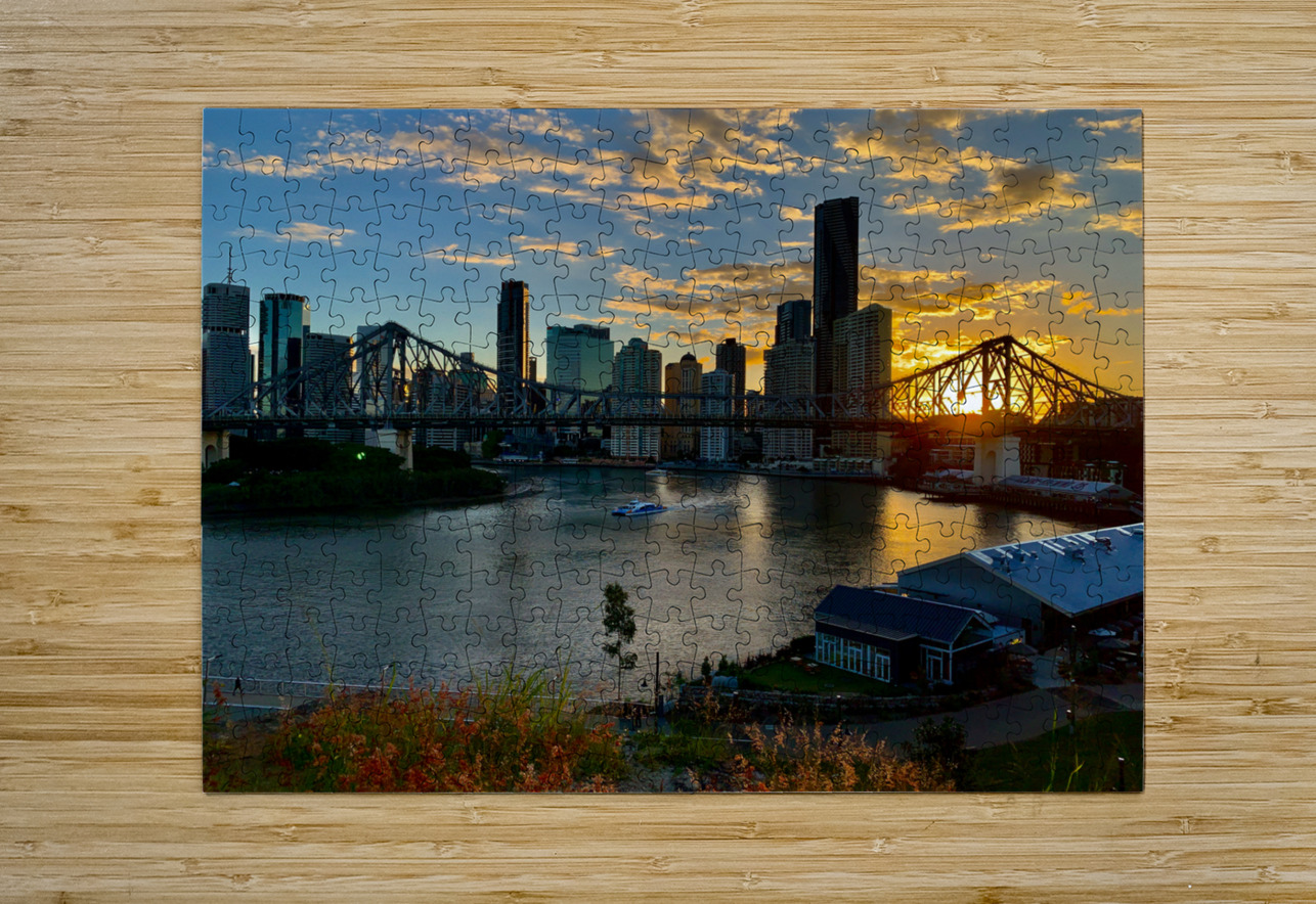 Brisbane Bridge at Sunset 2 Jimmy Roy Photos Puzzle printing