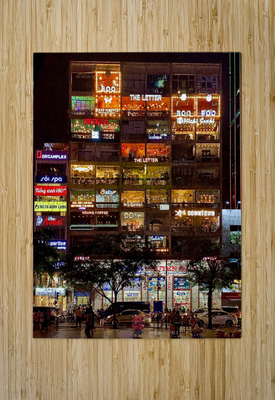 The Cafe Apartments Ho Chi Minh at Night Jimmy Roy Photos Puzzle printing